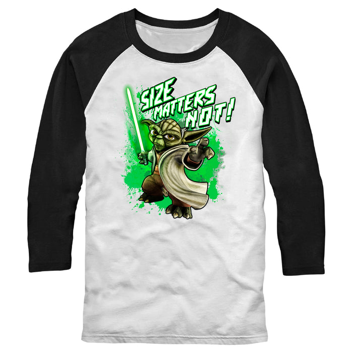 fifth sun Men's Star Wars: The Clone Wars Clone Wars Yoda Size Matters Not Baseball Tee