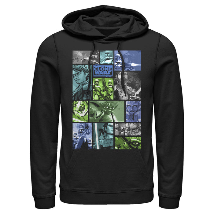 Fifth Sun Men's Star Wars: The Clone Wars Group Shot Panels Pull Over Hoodie