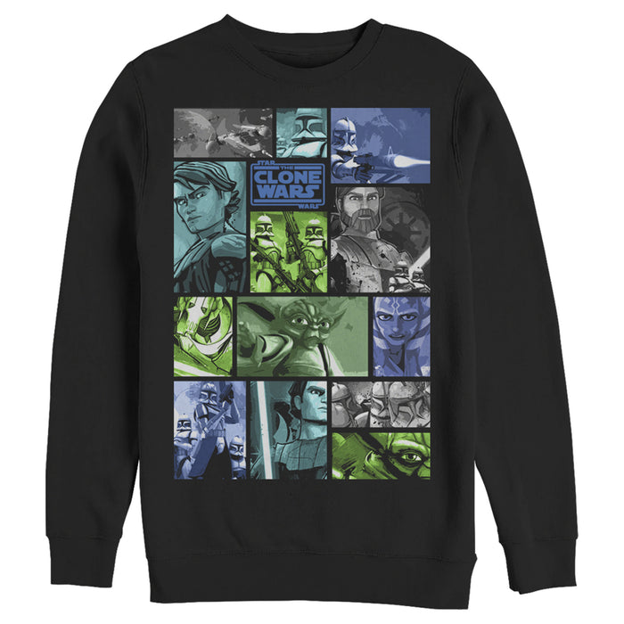 fifth sun Men's Star Wars: The Clone Wars Group Shot Panels Sweatshirt