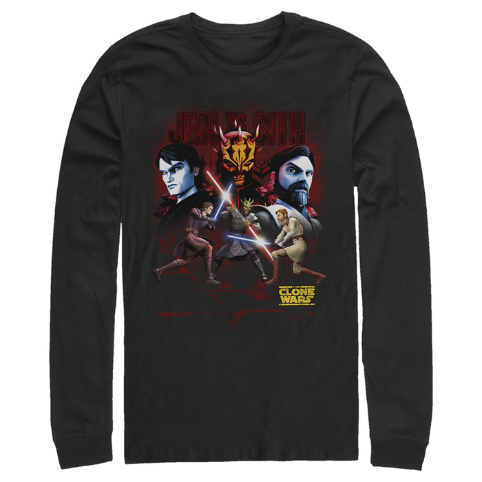 fifth sun Men's Star Wars: The Clone Wars Jedi Vs. Sith Long Sleeve Shirt