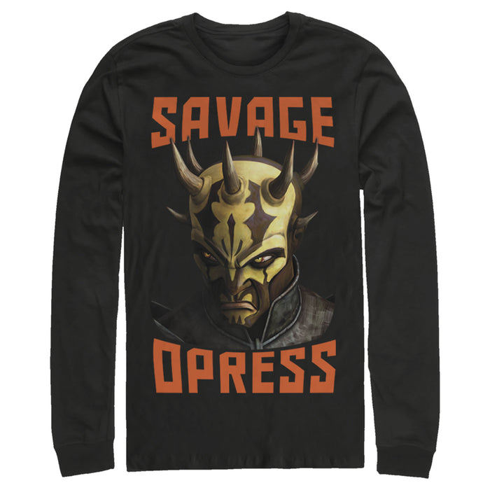 fifth sun Men's Star Wars: The Clone Wars Savage Opress Big Face Long Sleeve Shirt