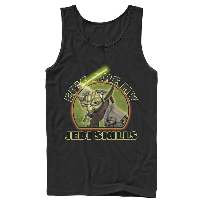 fifth sun Men's Star Wars: The Clone Wars Yoda Epic Are My Jedi Skills Tank Top