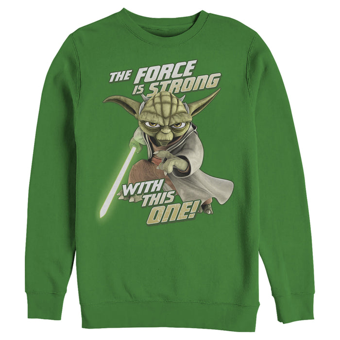 fifth sun Men's Star Wars: The Clone Wars Yoda Force Is Strong Sweatshirt