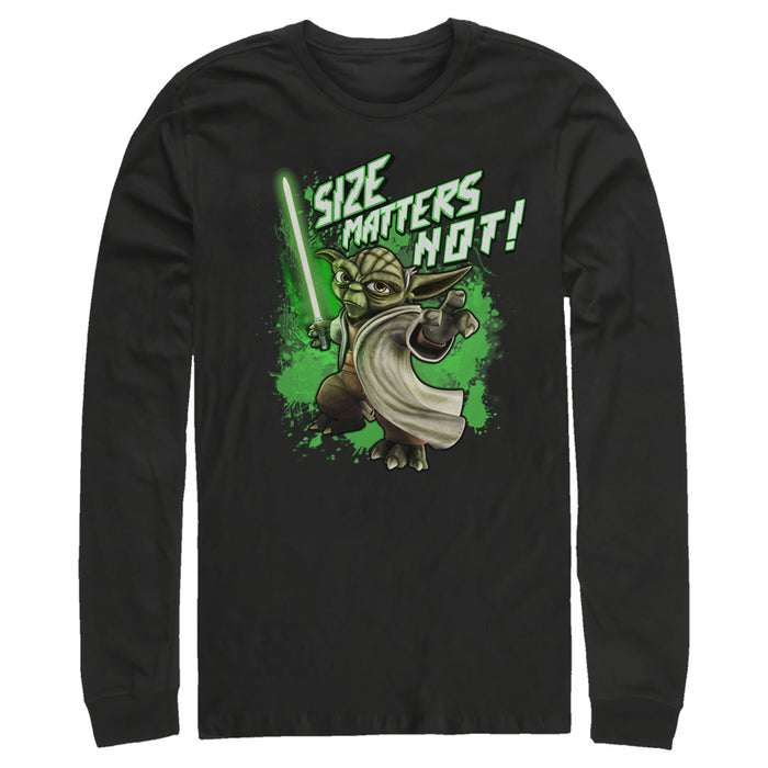 fifth sun Men's Star Wars: The Clone Wars Yoda Size Matters Not Long Sleeve Shirt