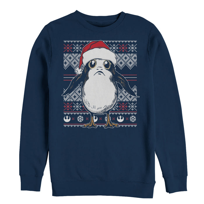fifth sun Men's Star Wars The Last Jedi Ugly Christmas Porg Sweatshirt