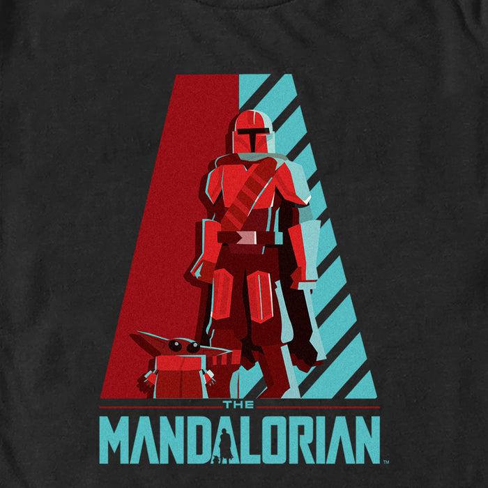 Fifth Sun Men's Star Wars: The Mandalorian Blue And Red Animated Logo T-Shirt