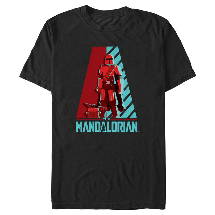 fifth sun Men's Star Wars: The Mandalorian Blue and Red Animated Logo T-Shirt