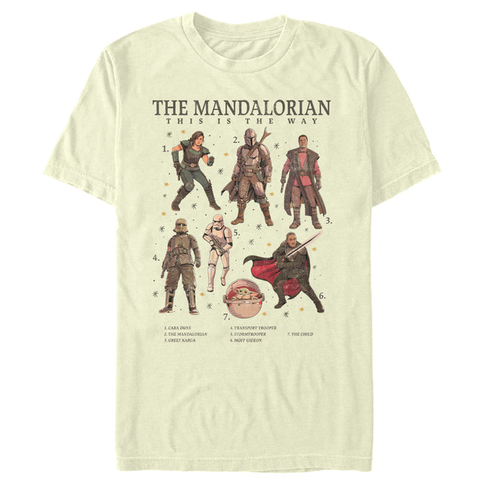 fifth sun Men's Star Wars: The Mandalorian Character Guidebook T-Shirt