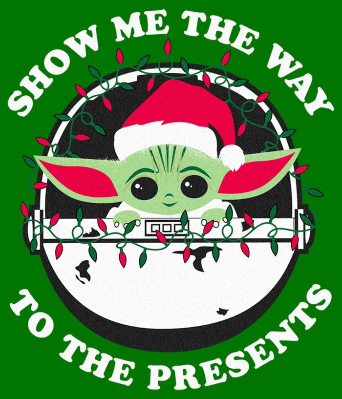 Fifth Sun Men's Star Wars: The Mandalorian Christmas Grogu Show Me The Way To The Presents T-Shirt
