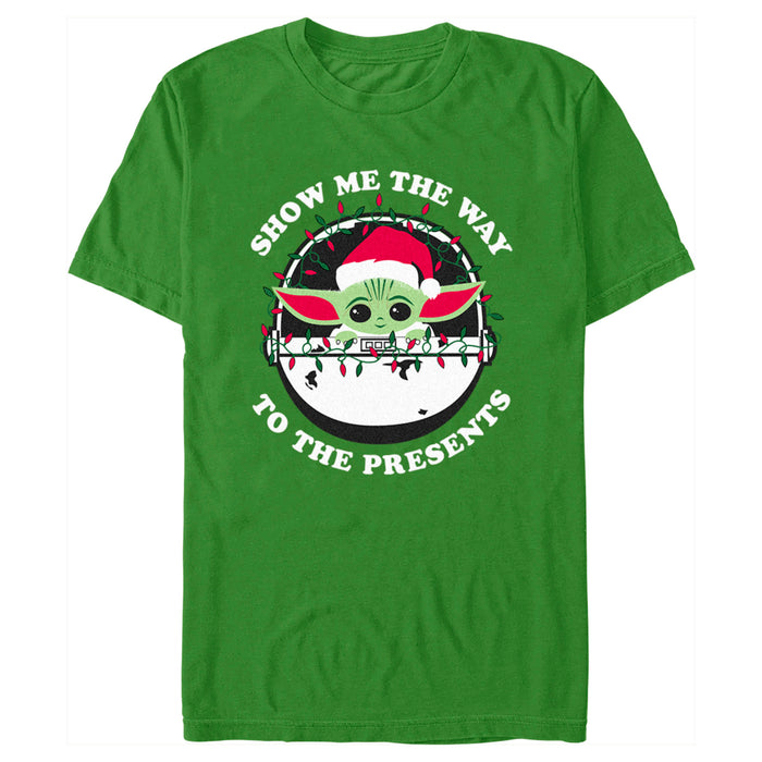 fifth sun Men's Star Wars: The Mandalorian Christmas Grogu Show Me the Way to the Presents T-Shirt