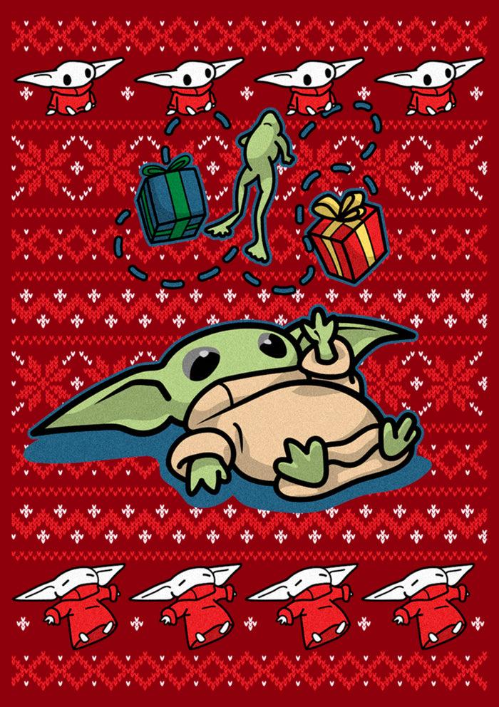 Fifth Sun Men's Star Wars: The Mandalorian Christmas Grogu Sweater Print T-Shirt