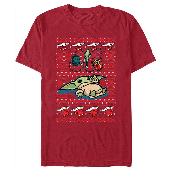 fifth sun Men's Star Wars: The Mandalorian Christmas Grogu Sweater Print T-Shirt