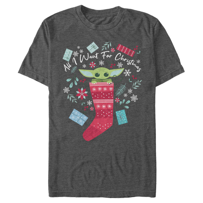 fifth sun Men's Star Wars: The Mandalorian Christmas The Child Stocking Stuffer T-Shirt