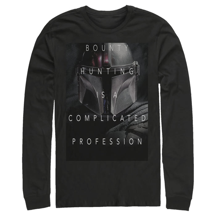 fifth sun Men's Star Wars: The Mandalorian Complicated Bounty Hunting Long Sleeve Shirt