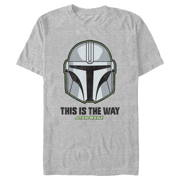 fifth sun Men's Star Wars: The Mandalorian Din Djarin Distressed Helmet T-Shirt
