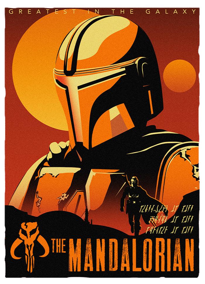 Fifth Sun Men's Star Wars: The Mandalorian Din Djarin Sunset Poster Baseball Tee