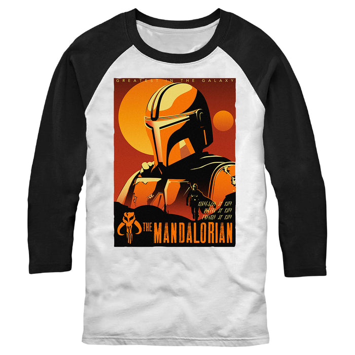 fifth sun Men's Star Wars: The Mandalorian Din Djarin Sunset Poster Baseball Tee
