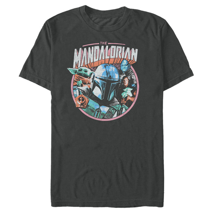 fifth sun Men's Star Wars: The Mandalorian Distressed Mythro and Greef Karga T-Shirt