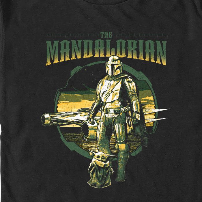 Fifth Sun Men's Star Wars: The Mandalorian Green Retro Poster T-Shirt