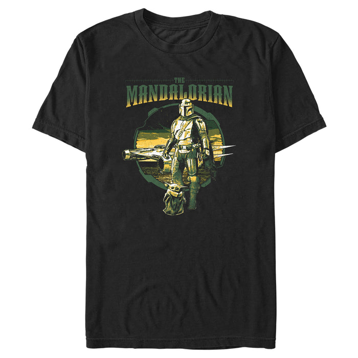 fifth sun Men's Star Wars: The Mandalorian Green Retro Poster T-Shirt
