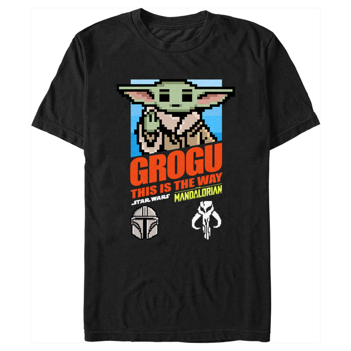 fifth sun Men's Star Wars: The Mandalorian Grogu 8-Bit Poster T-Shirt