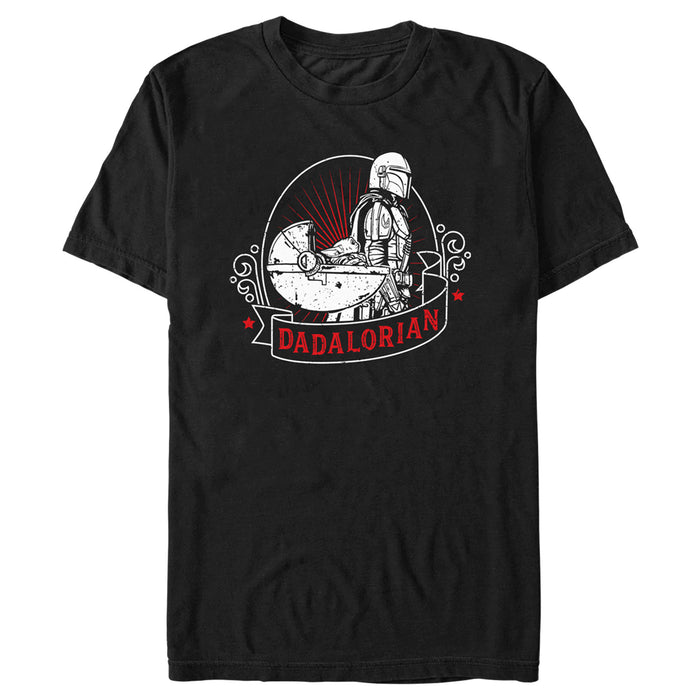 Fifth Sun Men's Star Wars: The Mandalorian Grogu And Din Djarin Dadalorian Banner Sketch T-Shirt