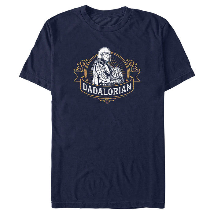 fifth sun Men's Star Wars: The Mandalorian Grogu and Din Djarin Dadalorian Banner Sketch T-Shirt