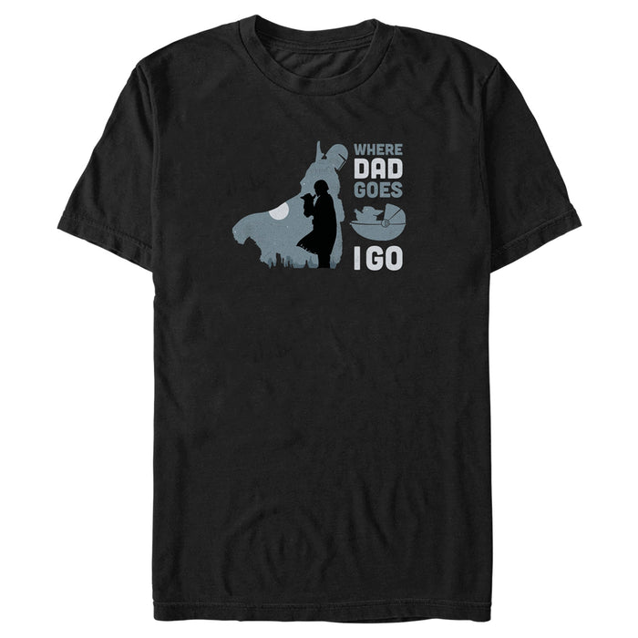 fifth sun Men's Star Wars: The Mandalorian Grogu and Din Djarin Where Dad Goes I Go T-Shirt