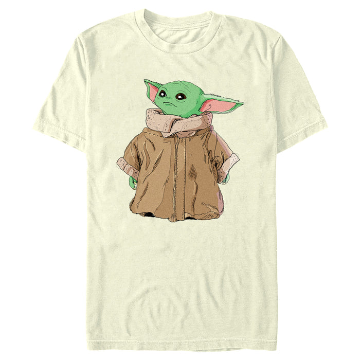 fifth sun Men's Star Wars: The Mandalorian Grogu Big Coat Portrait T-Shirt