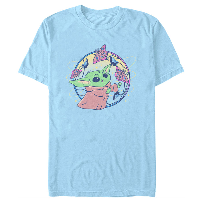 fifth sun Men's Star Wars: The Mandalorian Grogu Butterflies Circle T-Shirt