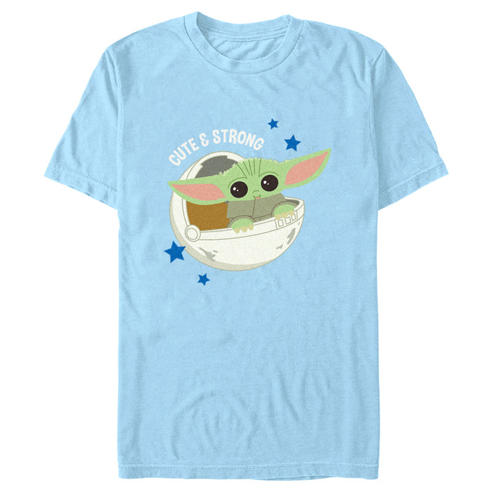fifth sun Men's Star Wars: The Mandalorian Grogu Cute & Strong Stars T-Shirt