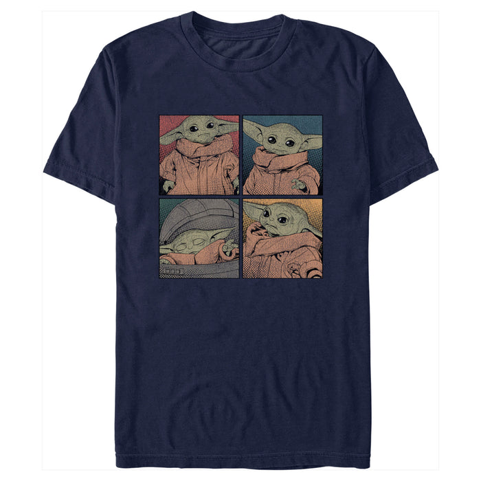 fifth sun Men's Star Wars: The Mandalorian Grogu Distressed Emotion Boxes T-Shirt