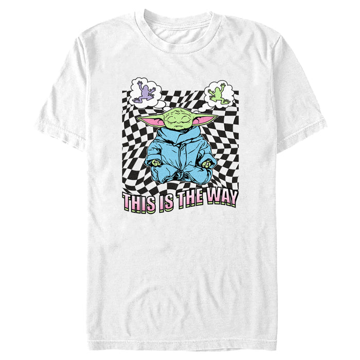 fifth sun Men's Star Wars: The Mandalorian Grogu Frog Dream Checkerboard T-Shirt