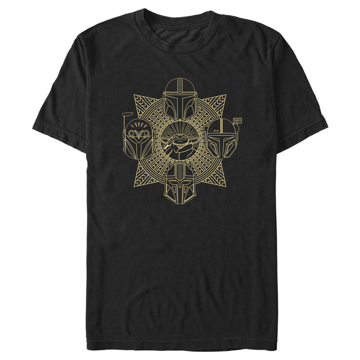 fifth sun Men's Star Wars: The Mandalorian Grogu Helmets Outline T-Shirt