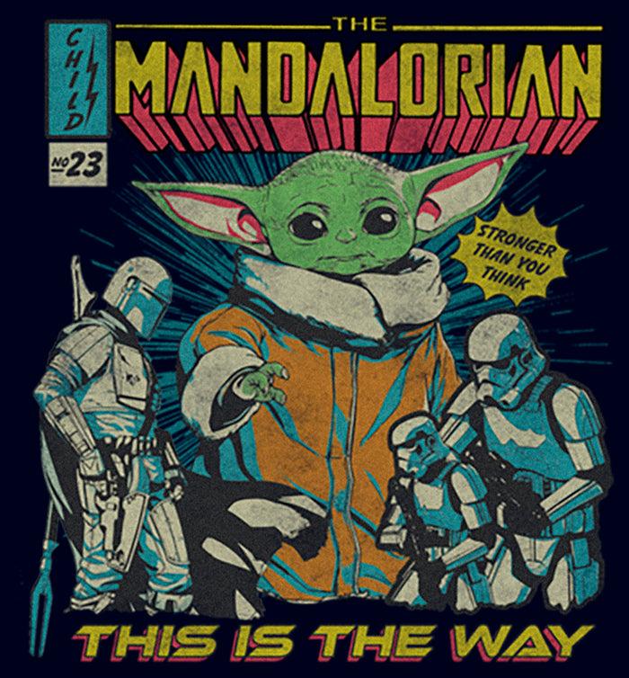 Fifth Sun Men's Star Wars: The Mandalorian Grogu Retro Comic Book Cover T-Shirt