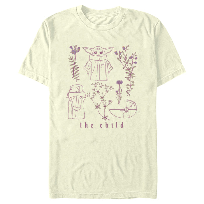 fifth sun Men's Star Wars: The Mandalorian Grogu The Child Botanical Sketches T-Shirt