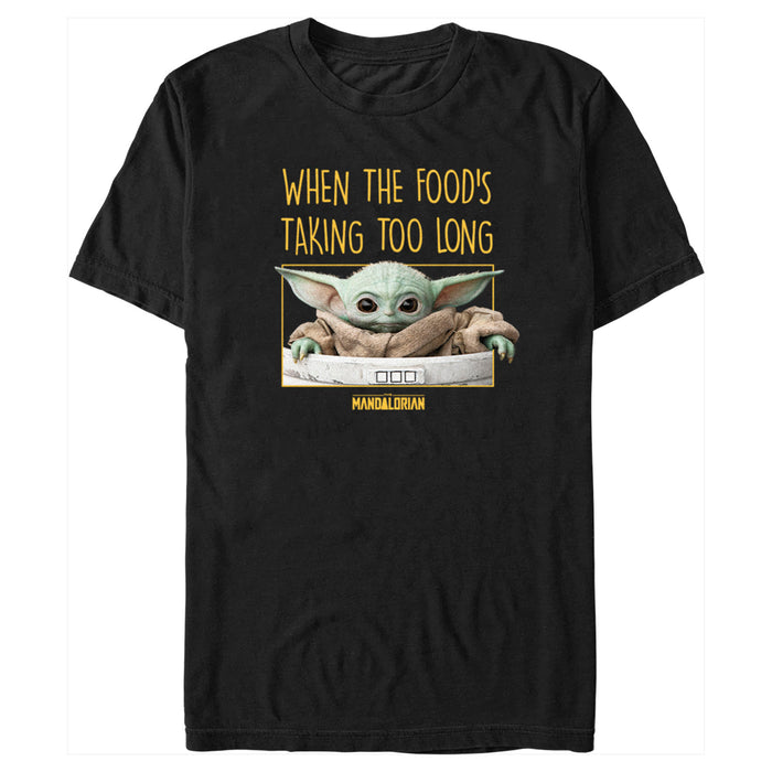 fifth sun Men's Star Wars: The Mandalorian Grogu When The Food's Taking too Long Meme T-Shirt