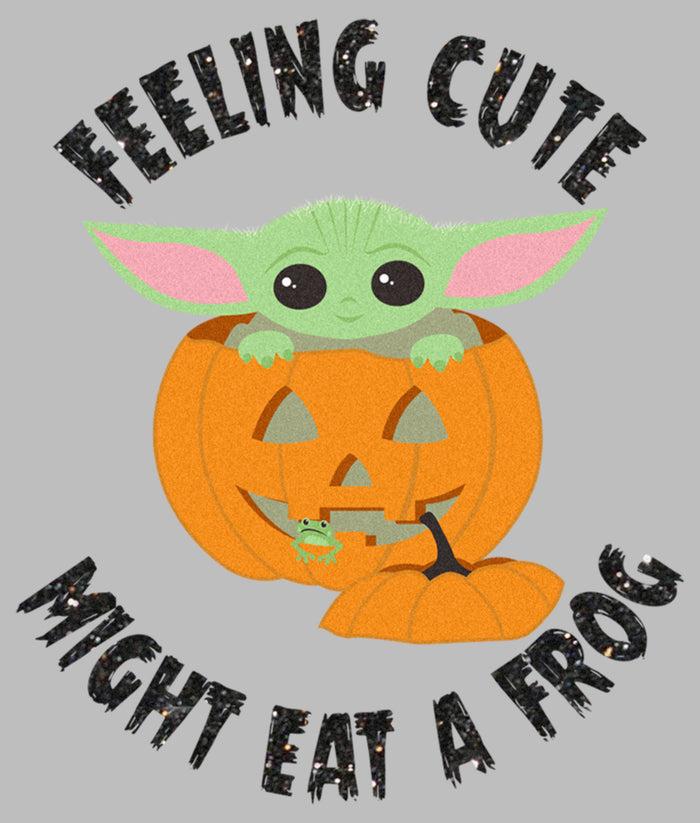 Fifth Sun Men's Star Wars: The Mandalorian Halloween Grogu Jack-O'-Lantern Feeling Cute Might Eat A Frog T-Shirt