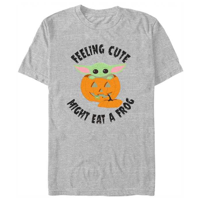 fifth sun Men's Star Wars: The Mandalorian Halloween Grogu Jack-O'-Lantern Feeling Cute Might Eat a Frog T-Shirt