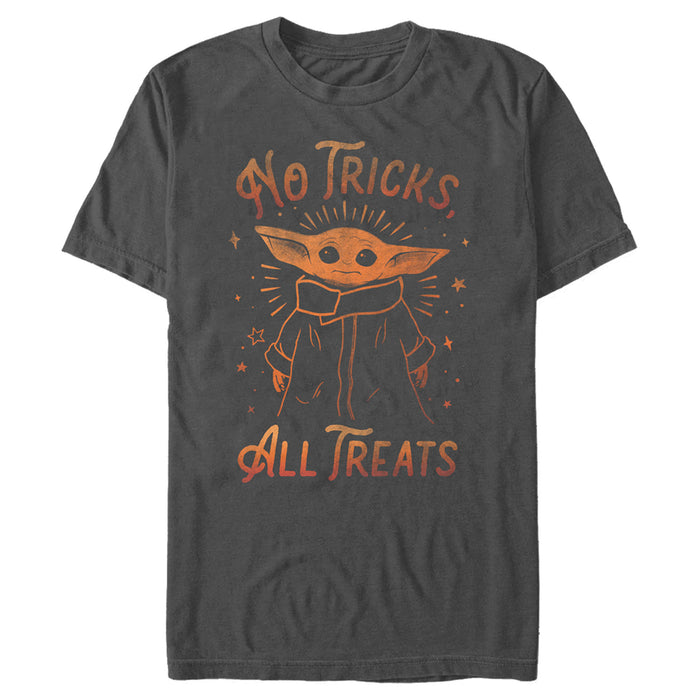 fifth sun Men's Star Wars: The Mandalorian Halloween Grogu No Tricks All Treats T-Shirt