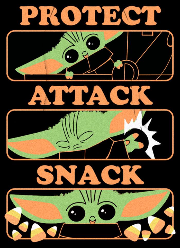 Fifth Sun Men's Star Wars: The Mandalorian Halloween Grogu Protect Attack Snack Pull Over Hoodie