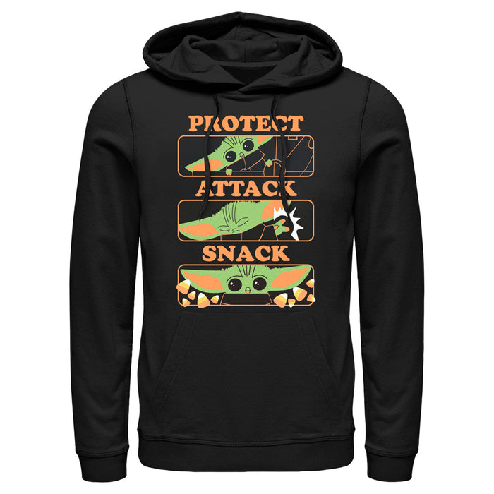 fifth sun Men's Star Wars: The Mandalorian Halloween Grogu Protect Attack Snack Pull Over Hoodie