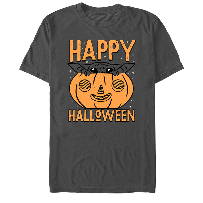 fifth sun Men's Star Wars: The Mandalorian Halloween Grogu Pumpkin Peek T-Shirt