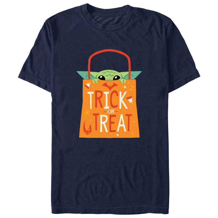 fifth sun Men's Star Wars: The Mandalorian Halloween Grogu Trick or Treat Bag T-Shirt