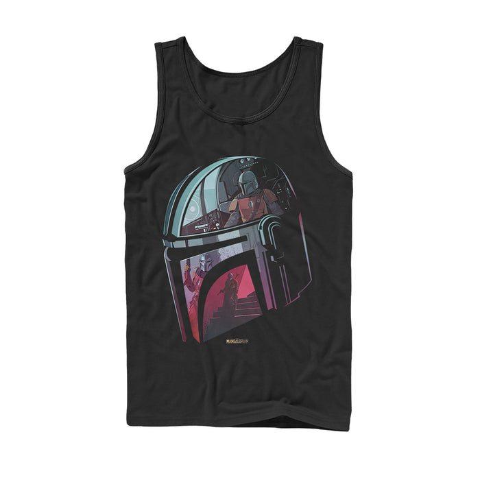 fifth sun Men's Star Wars: The Mandalorian Helmet Reflection Tank Top