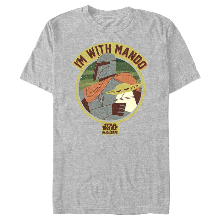 fifth sun Men's Star Wars: The Mandalorian I'm with Mando Minimalist Badge T-Shirt