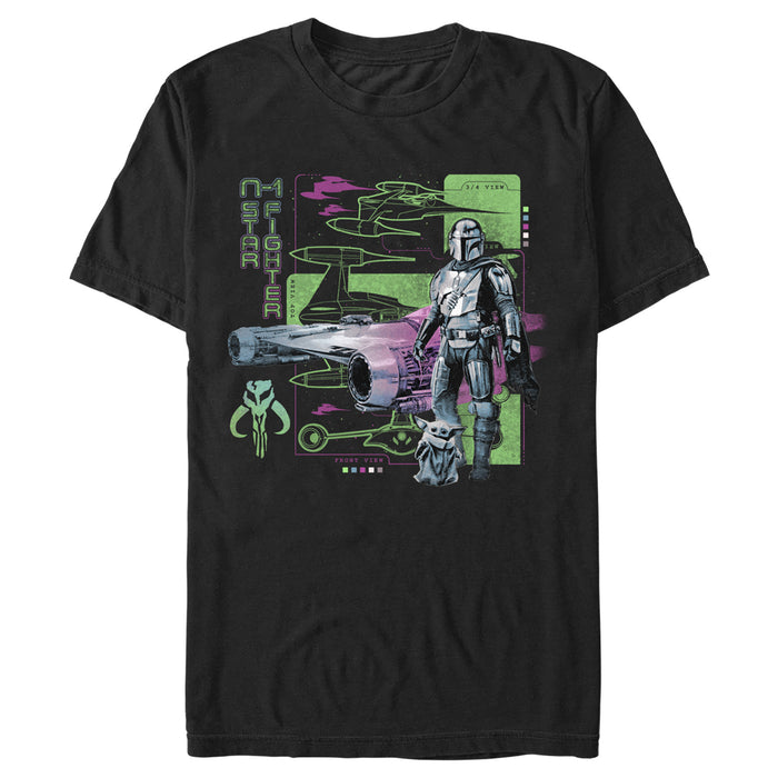fifth sun Men's Star Wars: The Mandalorian N-1 Starfighter Poster T-Shirt