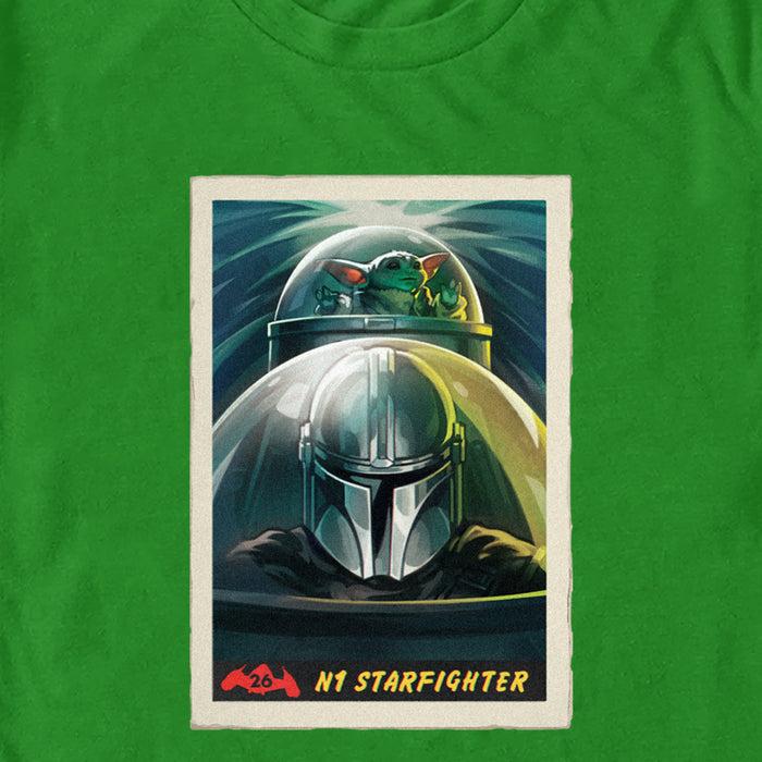Fifth Sun Men's Star Wars: The Mandalorian N1 Starfighter Grogu And Mando Poster T-Shirt