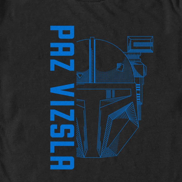 Fifth Sun Men's Star Wars: The Mandalorian Paz Vizsla Blue Helmet T-Shirt