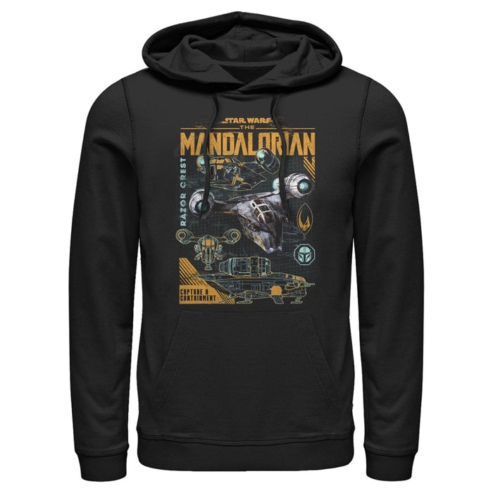 fifth sun Men's Star Wars: The Mandalorian Razor Crest Capture and Containment Pull Over Hoodie
